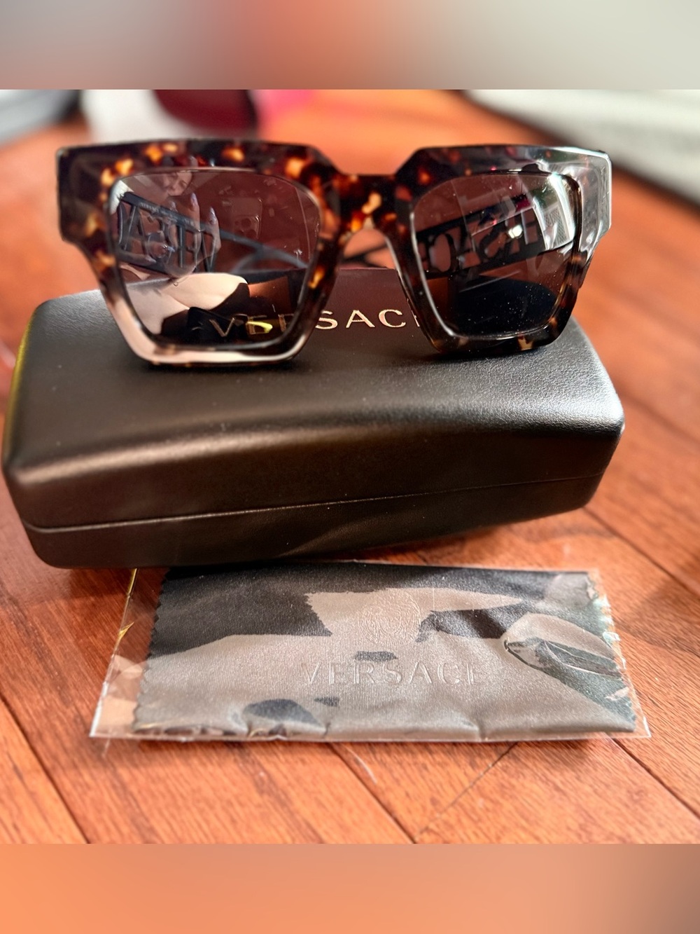 Versace Black Cutout Logo Sunglasses